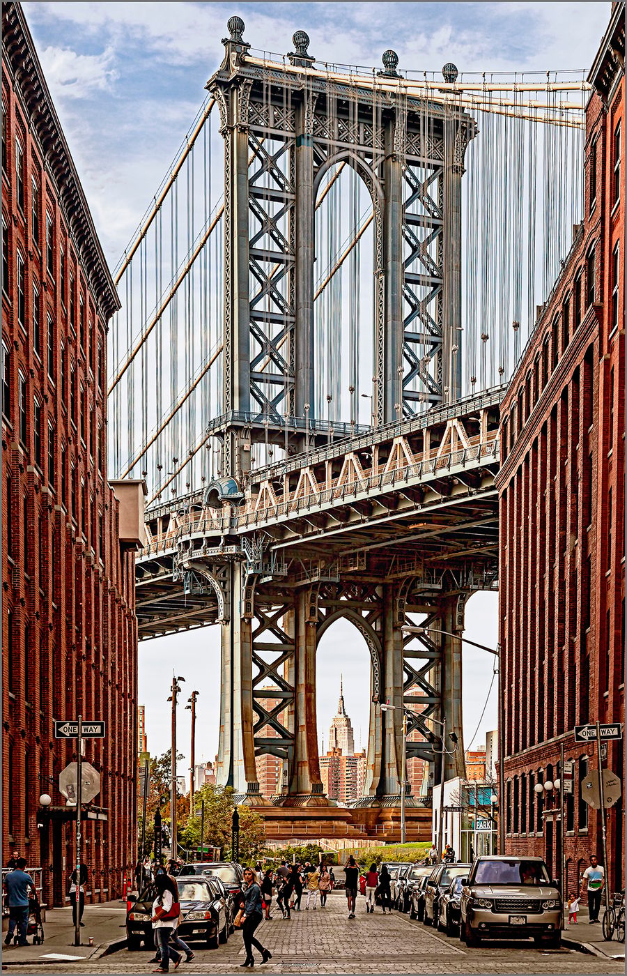 Manhattan Bridge from Washington St., New York City, USA