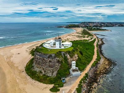 Nobbys Lighthouse and breakwater, Newcastle, NSW