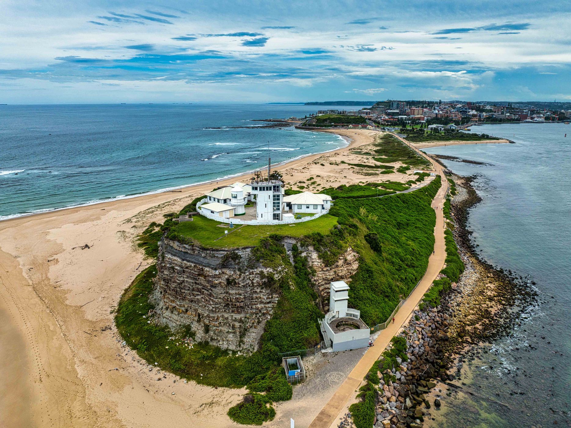 Nobbys Lighthouse and breakwater, Newcastle, NSW, Australia