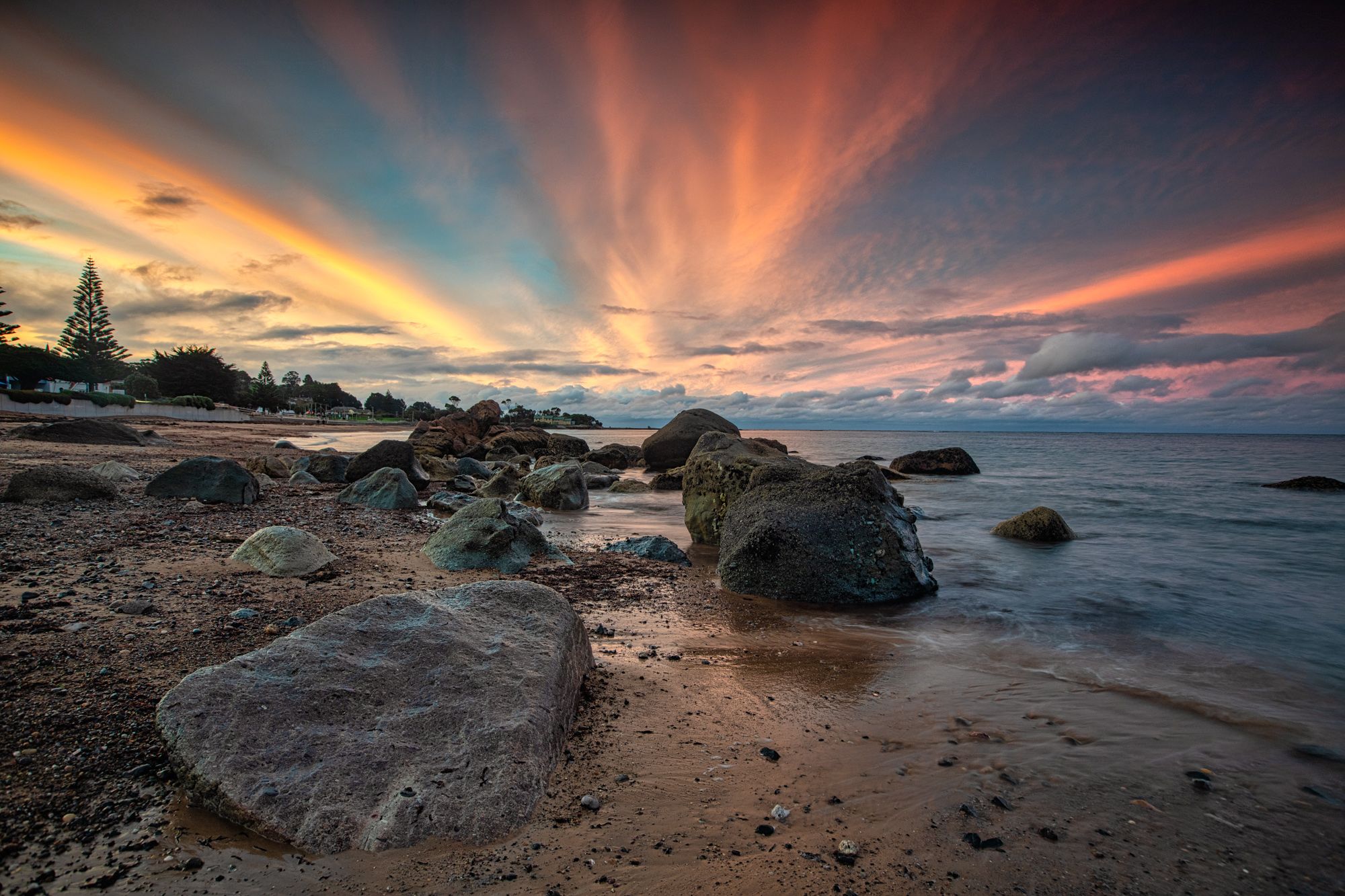 Sunset Penguin Beach, Penguin, Tasmania, Australia