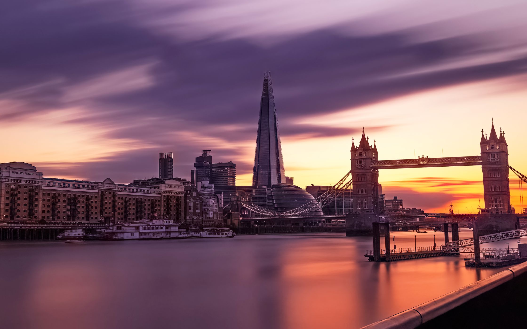 View to Tower Bridge and The Shard, London, United Kingdom