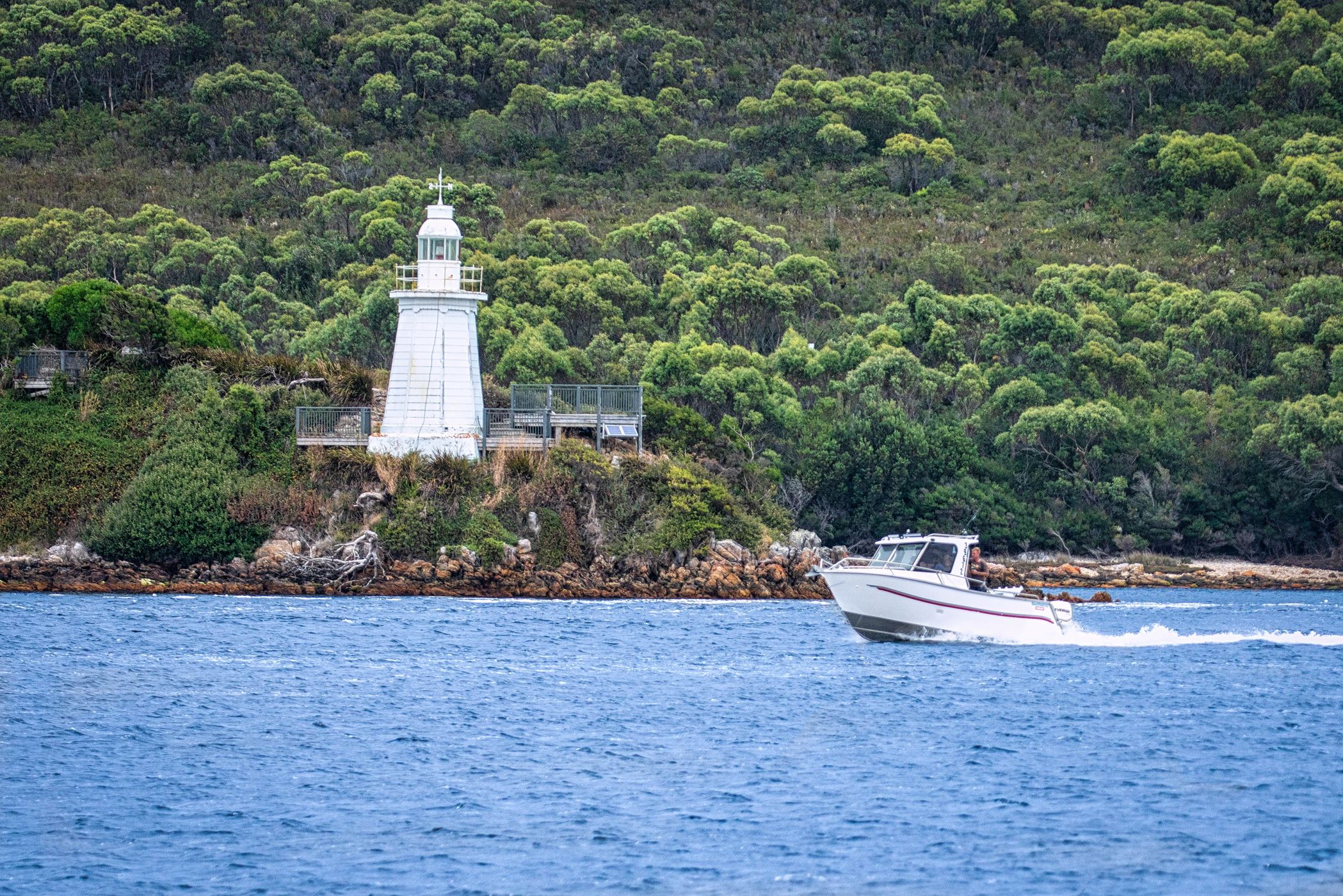 Bonnet Island Lighthouse, Macquarie Harbour, Tasmania, Australia