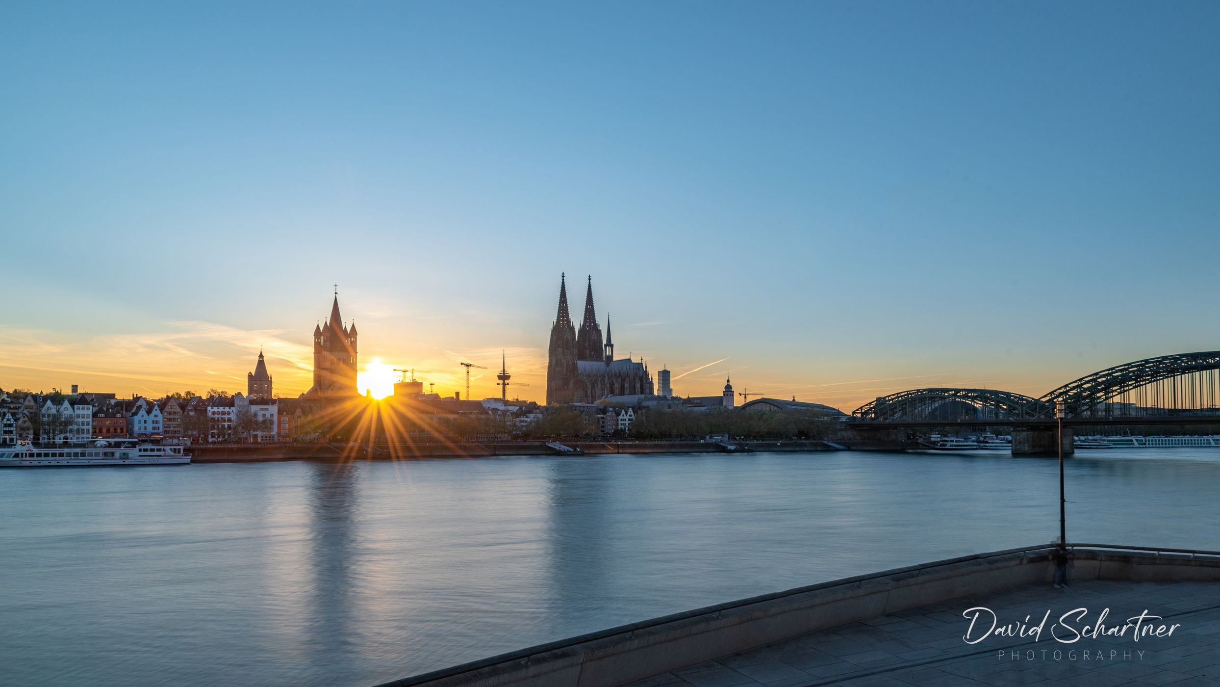 Cologne, Deutzer Rheinufer, Cathedral and Bridge view, Germany