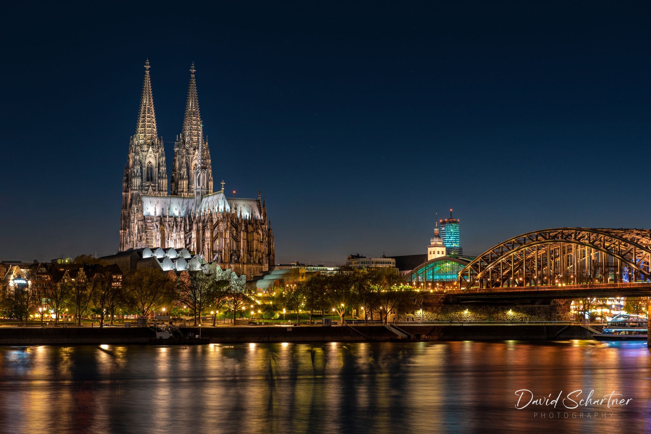 Cologne, Deutzer Rheinufer, Cathedral and Bridge view, Germany
