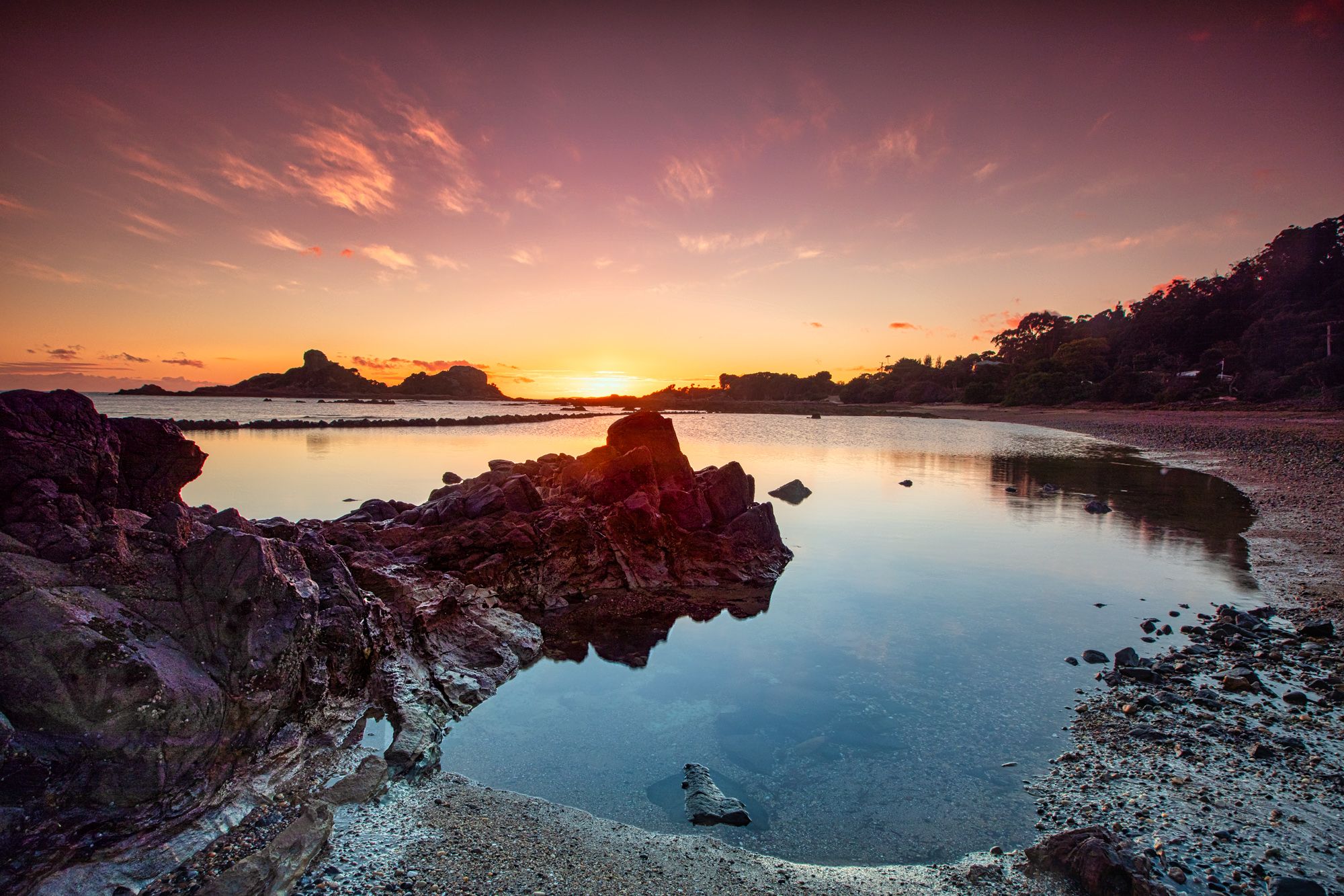 Lagoon sunrise Goat Island, Tasmania, Australia