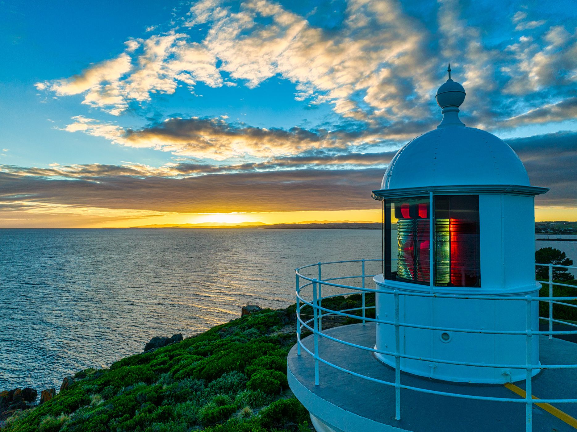 Lighthouse Light sunrise, Mersey Bluff Lighthouse, Tasmania, Australia