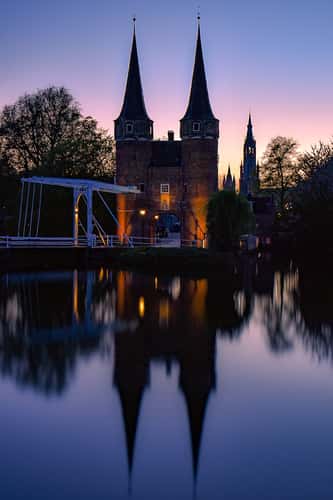 Oostpoort, Delft, at sunset