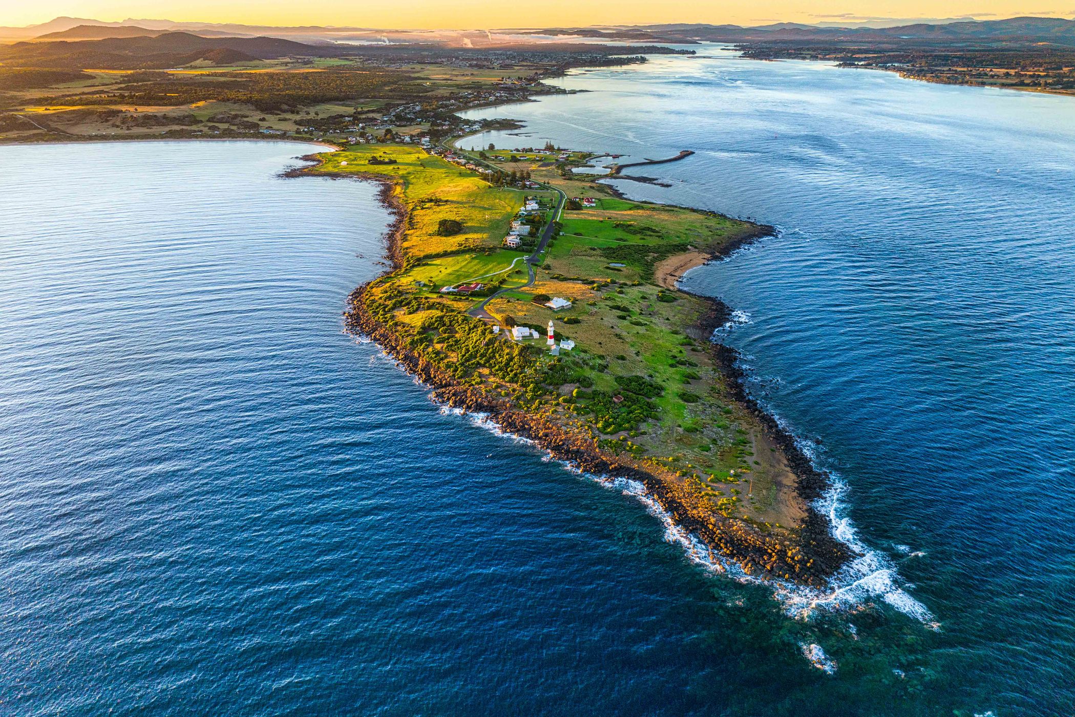 Peninsula Drone Low Head lighthouse, Tasmania, Australia