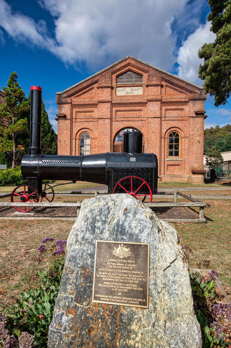 Plaque entrance to Mine, Beaconsfield, Tasmania, Australia