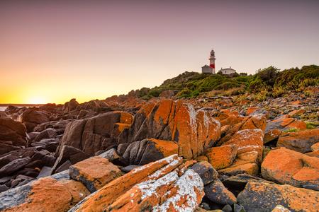 Red rocks sunrise Low Head Lighthouse, Tasmania