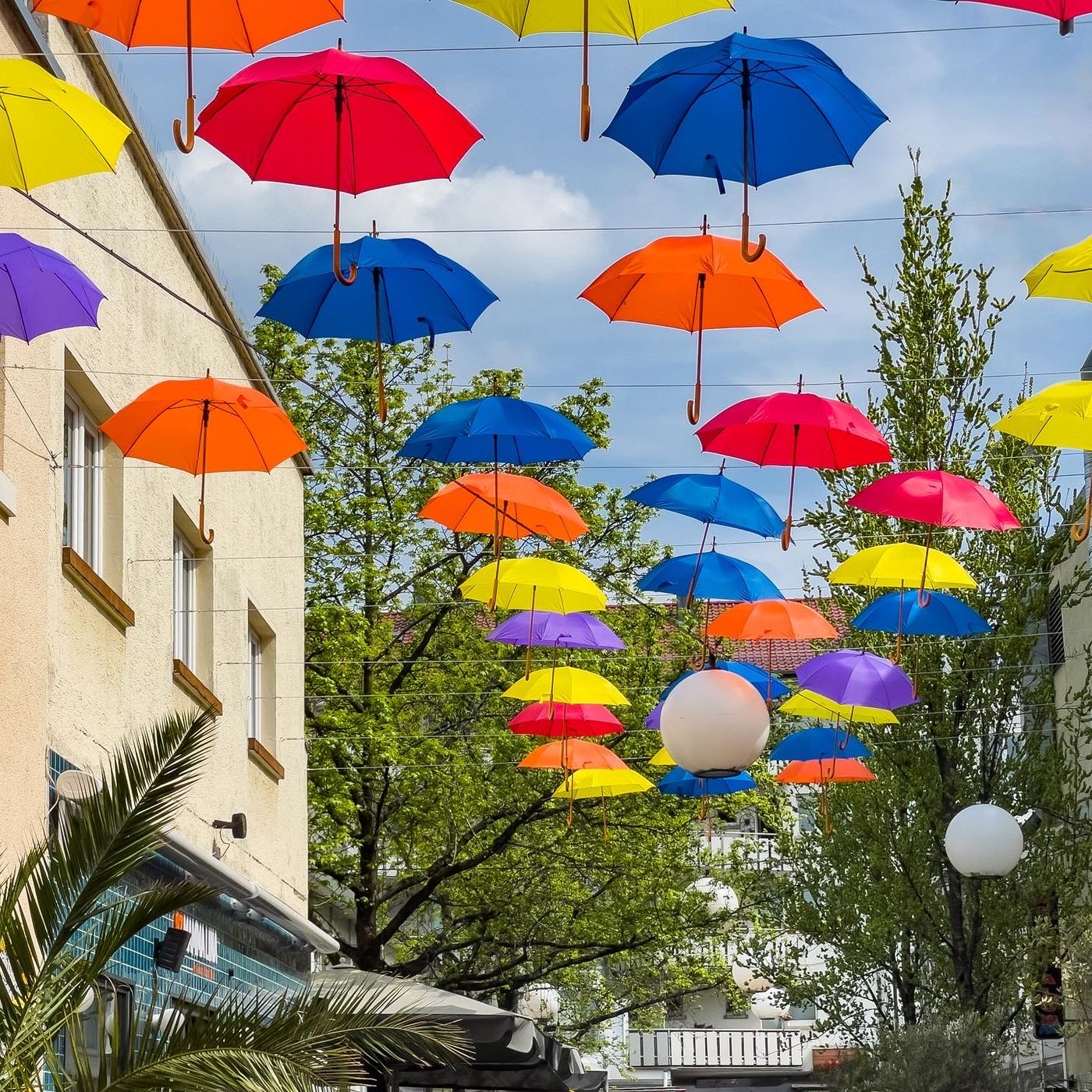 Umbrellas in the “Hirschhof“, Karlsruhe, Germany