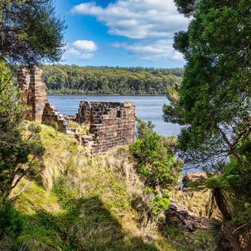 Ruin Sarah Island,Macquarie Harbour, Strahan, Tasmania, Australia