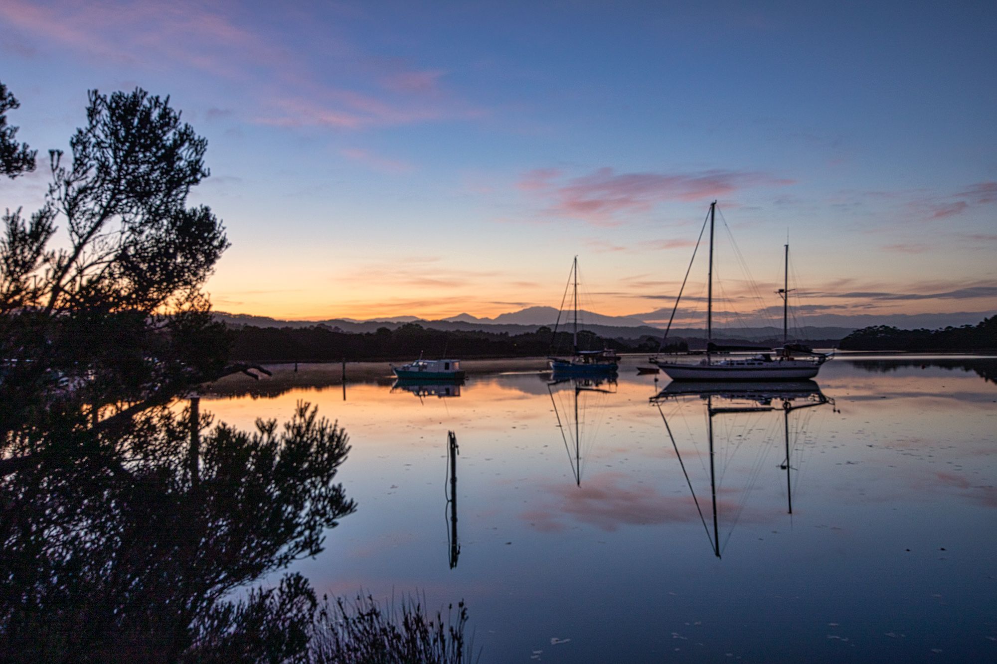 Sailing Boats, Morse Bay, Strahan, Tasmania, Australia