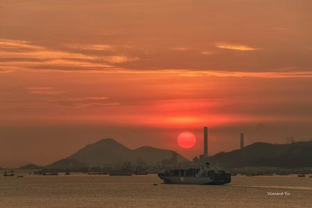 Sunset over Sunny Bay (Yam O Bay), Lantau Island, Hong Kong