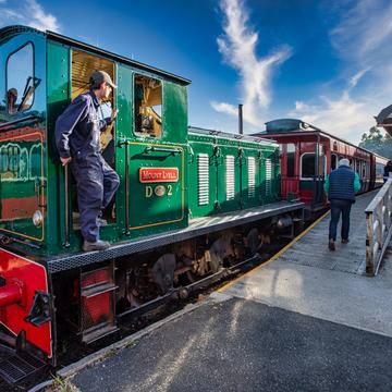 Train at Regatta Point Station, Strahan, Tasmania, Australia