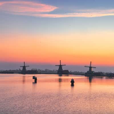 View of World of Windmills from Julianabrug Zaandijk, Netherlands