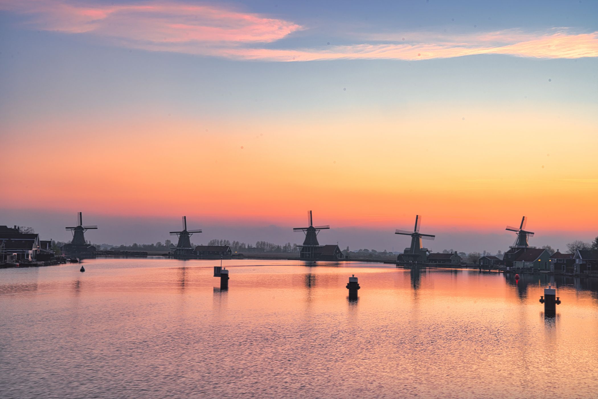 View of World of Windmills from Julianabrug Zaandijk, Netherlands