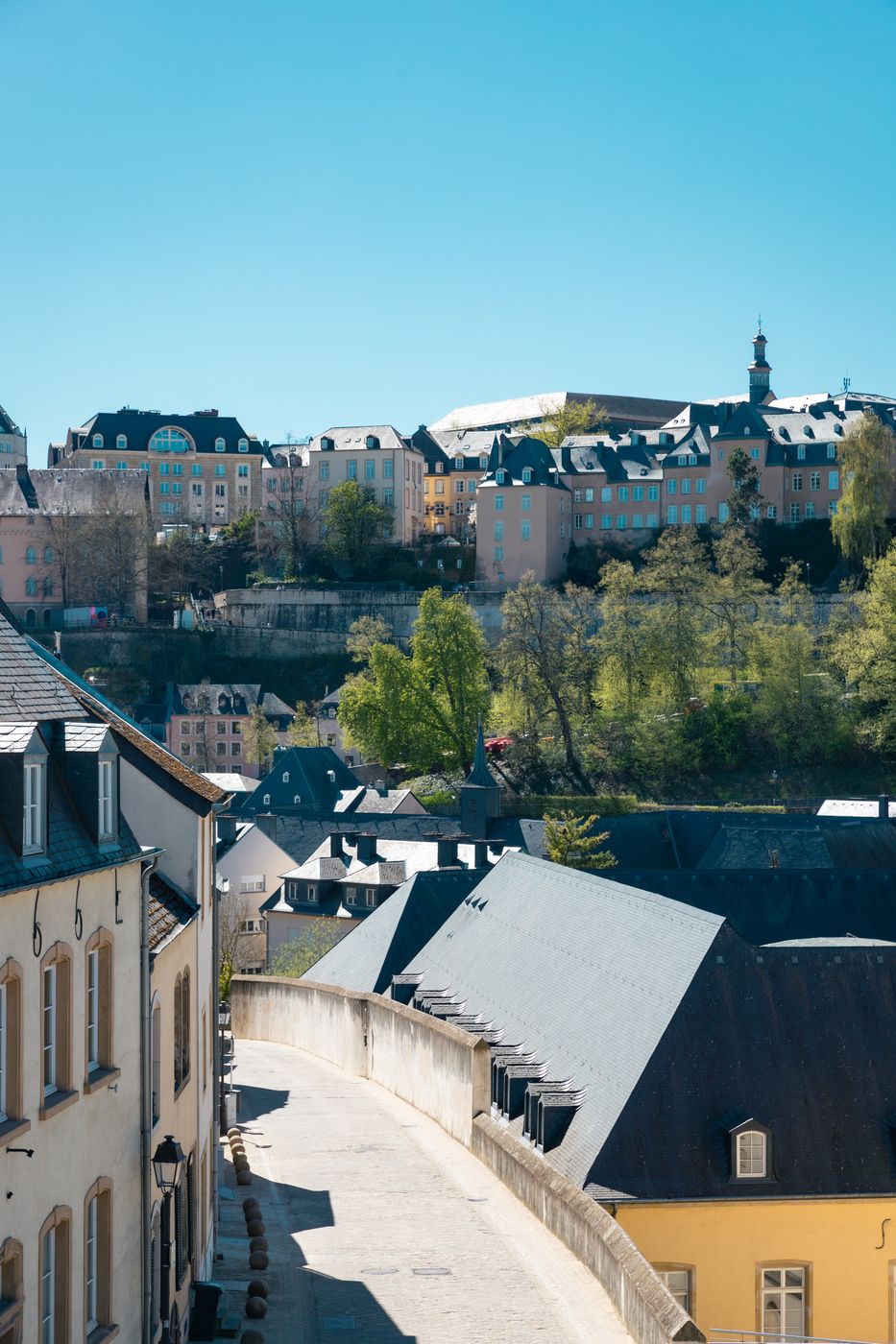 View to Stierchen Bridge and old town of Luxembourg, Luxembourg
