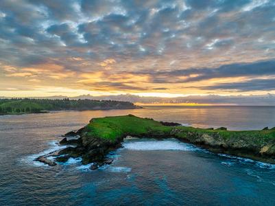 Nepean Island sunrise over Norfolk Island