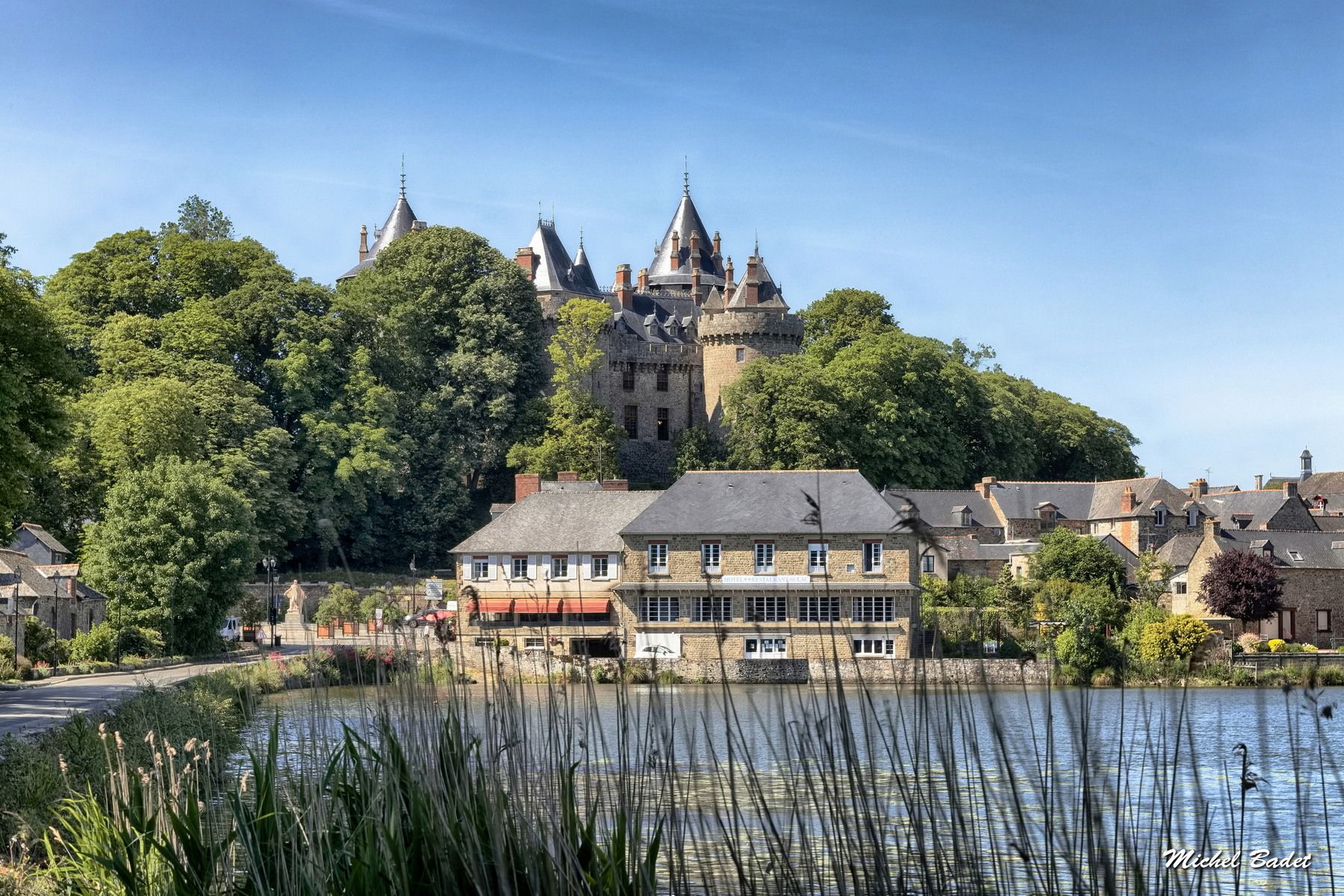 The castle of Combourg and the pond, France