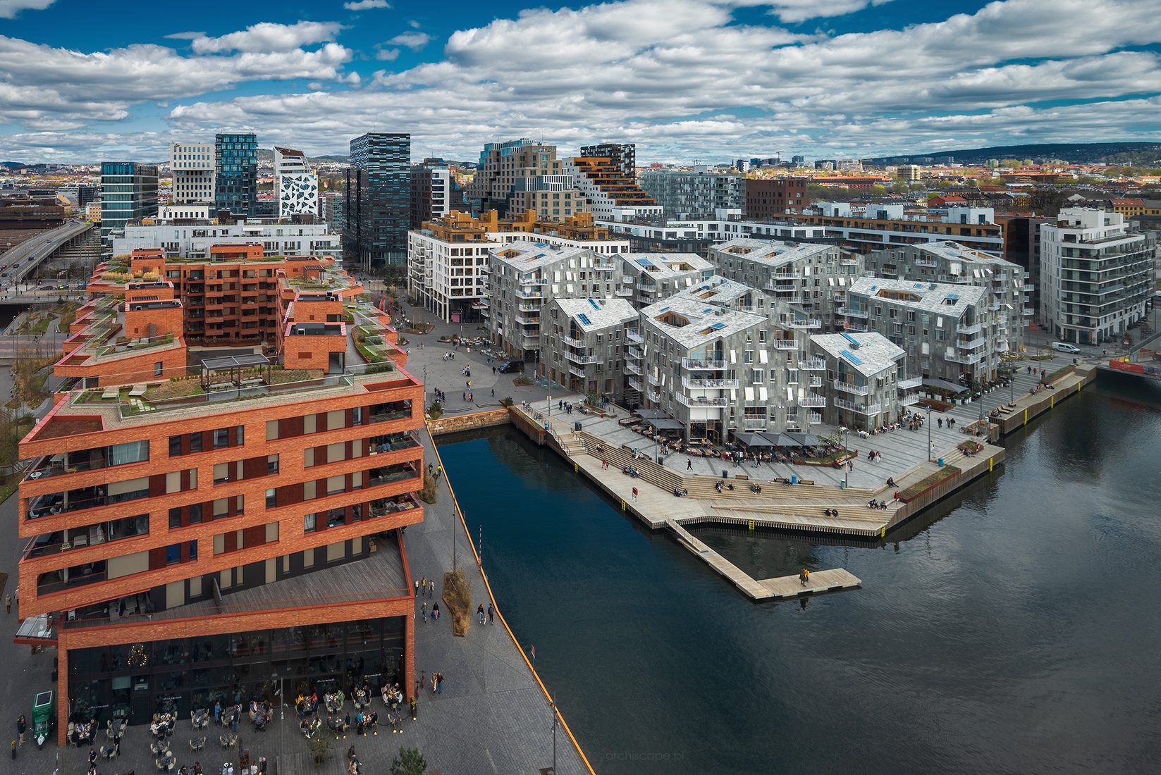 View over Bjørvika from top of Munch Museum, Norway