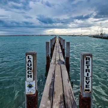 Boat Launch tie up jetty, Port Denison, Western Australia, Australia