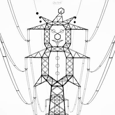 Clown shape electrical pole, Hungary