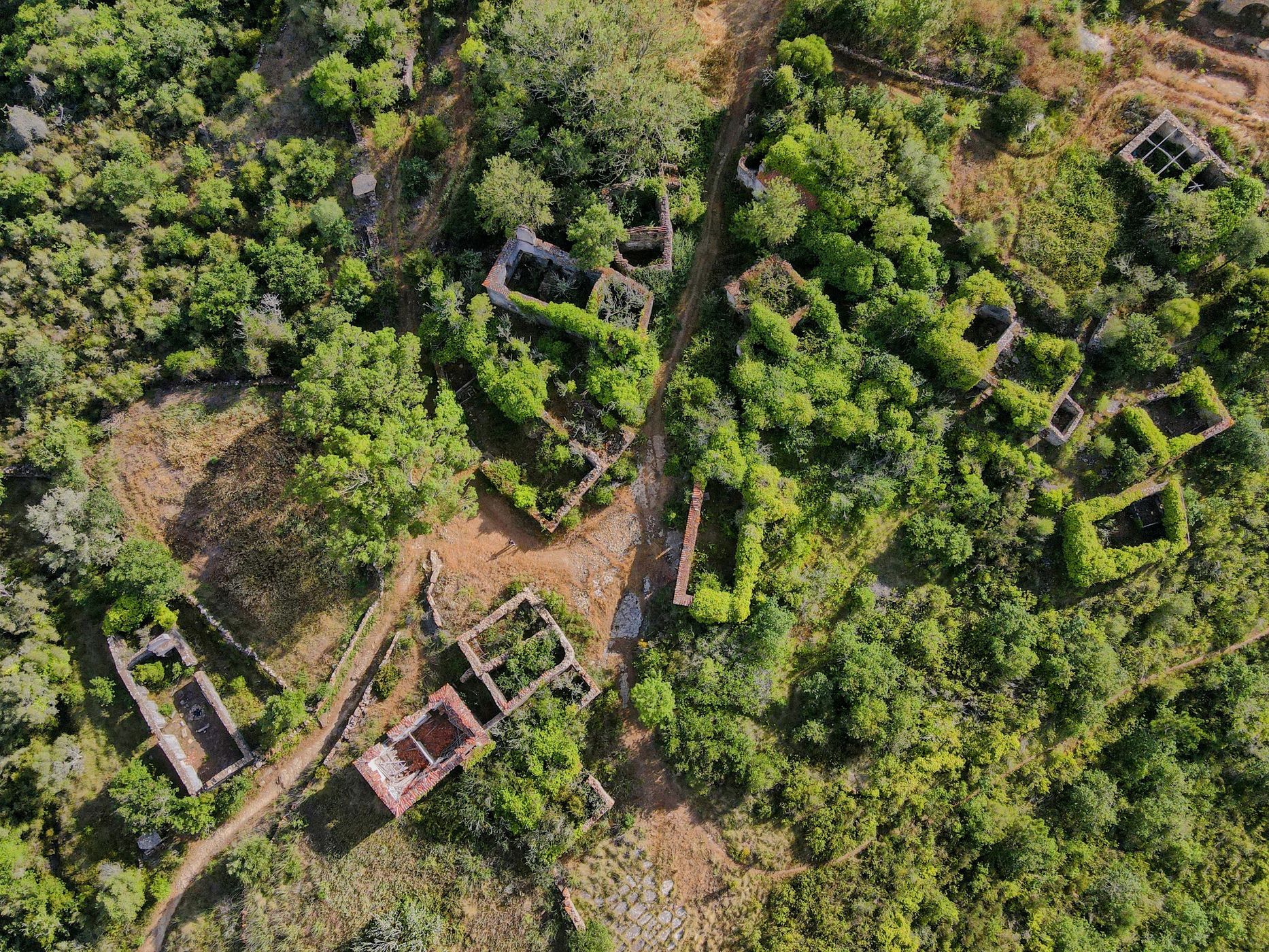 Ghost Town of Broas and Waterfall of Anços, Portugal