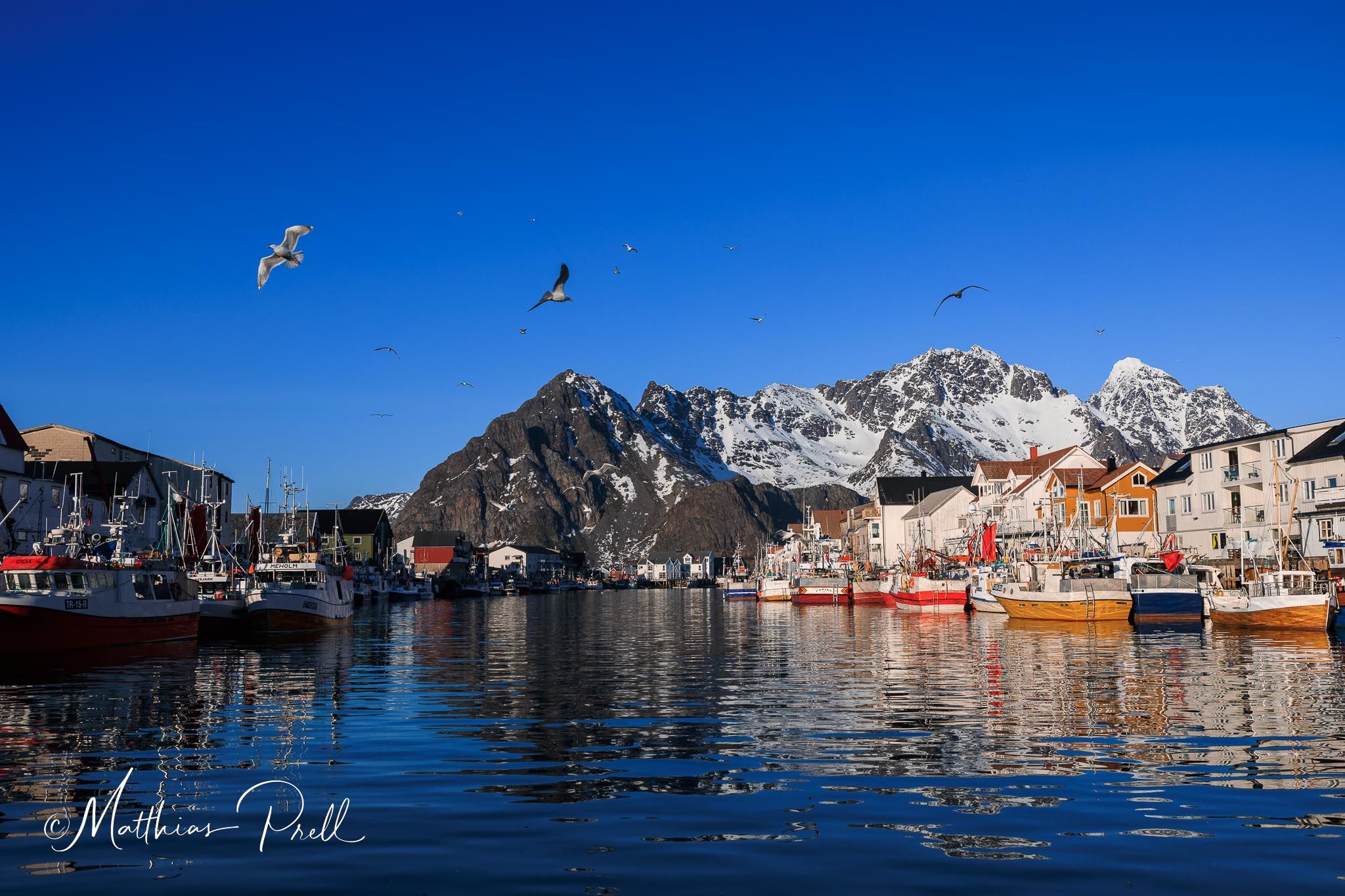 Classic harbour view of Henningsvær, Norway