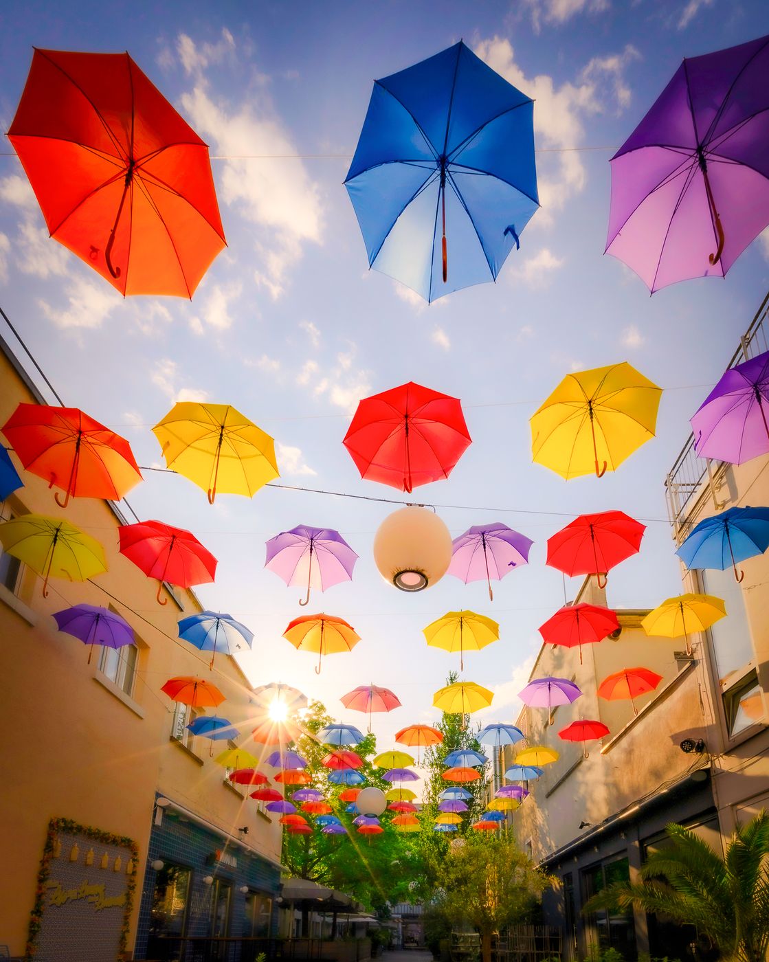 Umbrellas in the “Hirschhof“, Karlsruhe, Germany