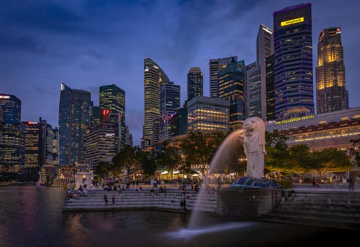The Merlion Spouting Water