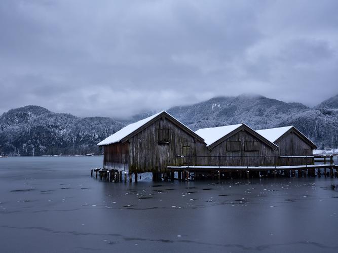 3 boathouses at Kochelsee, Schlehdorf