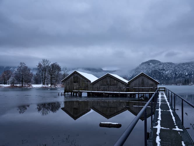 3 boathouses at Kochelsee, Schlehdorf