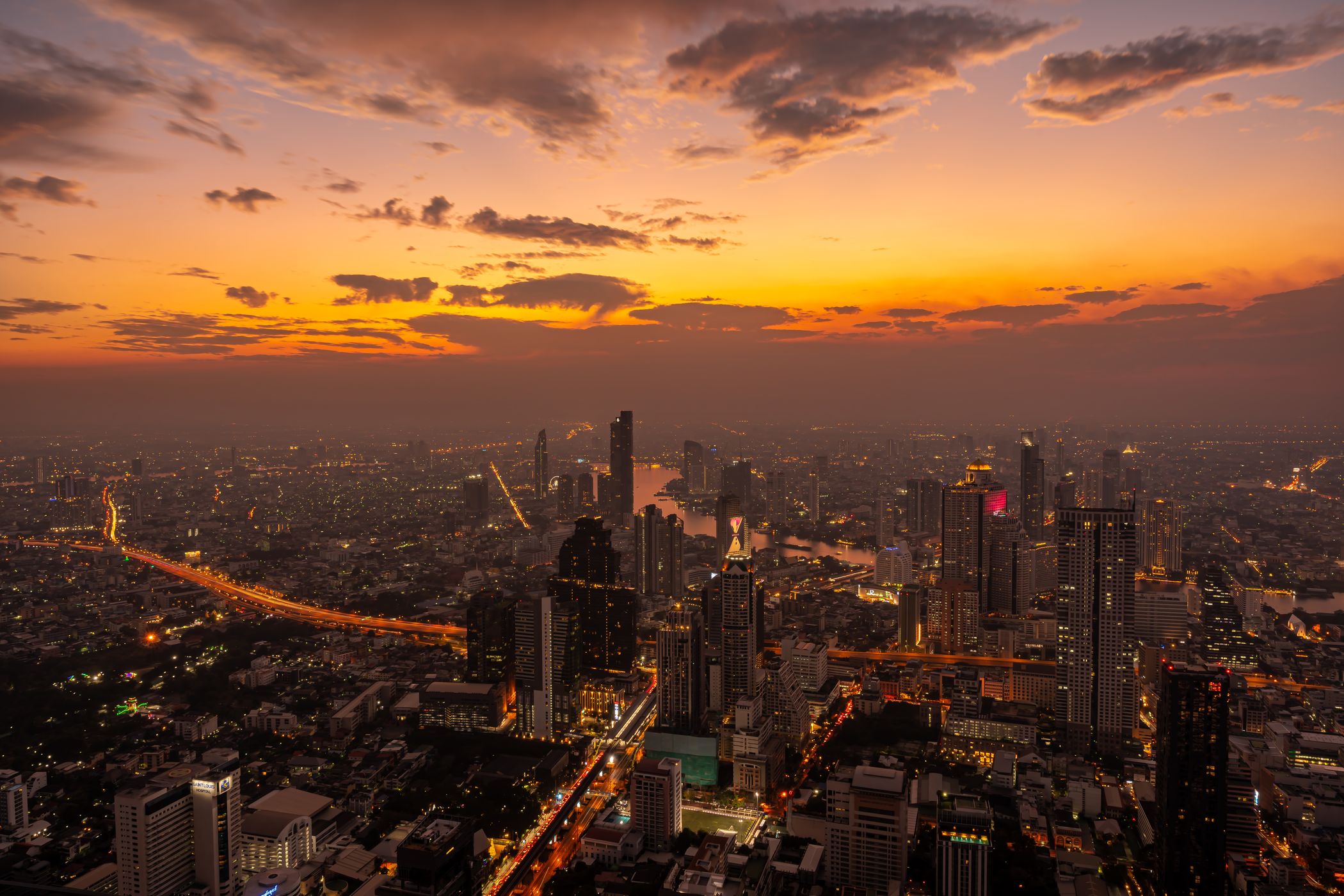 Bangkok Skywalk Night View, Thailand