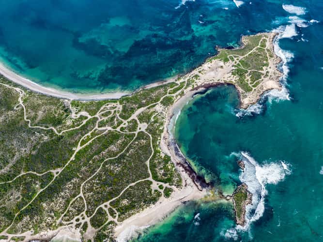 Drone view of thebay North Head, Jurien Bay, WA