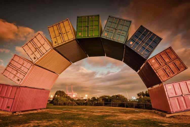 Harbour,Coloured containers, Fremantle, Western Australia