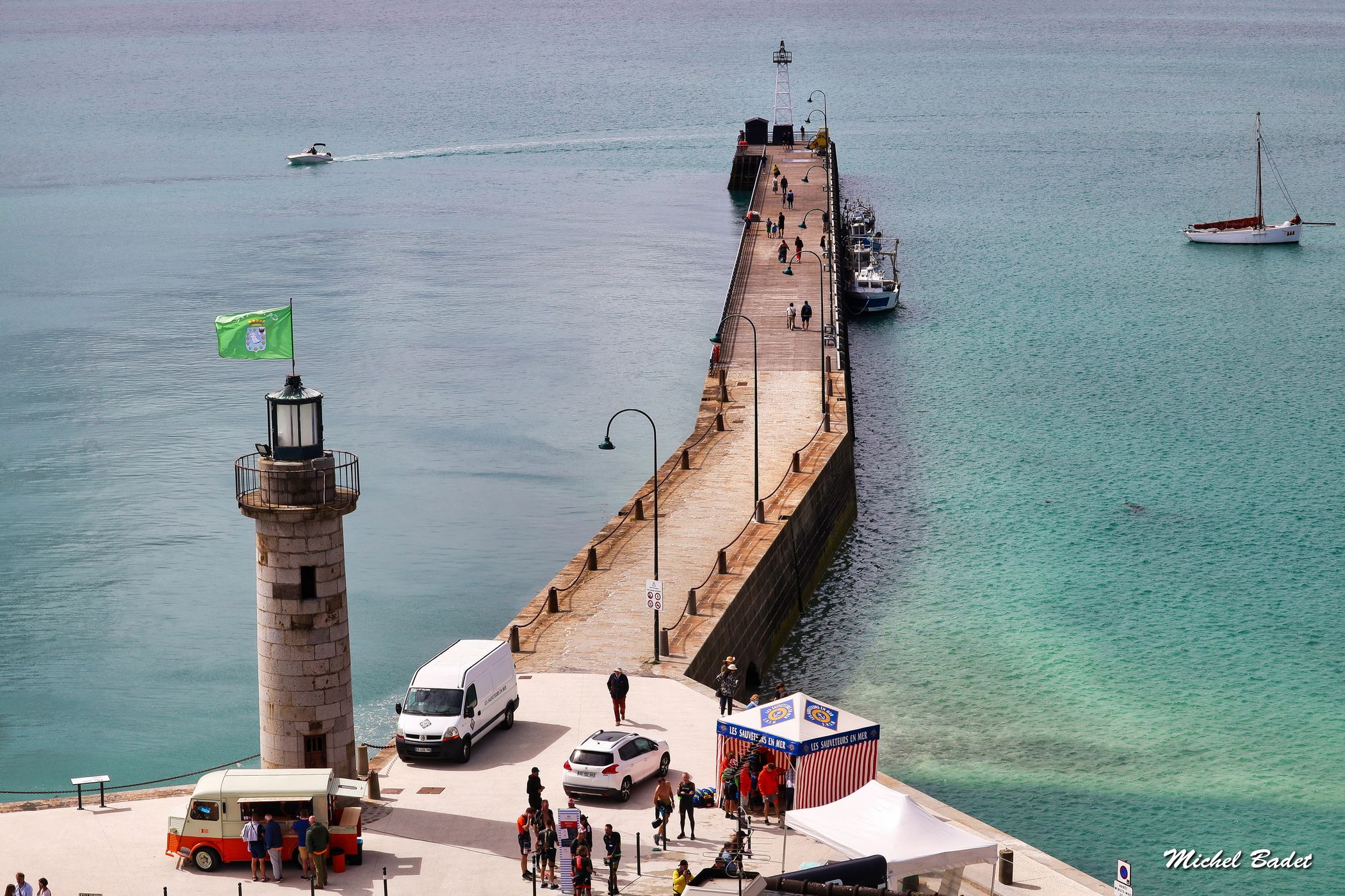 Jetty of the port of the swell in cancale, France