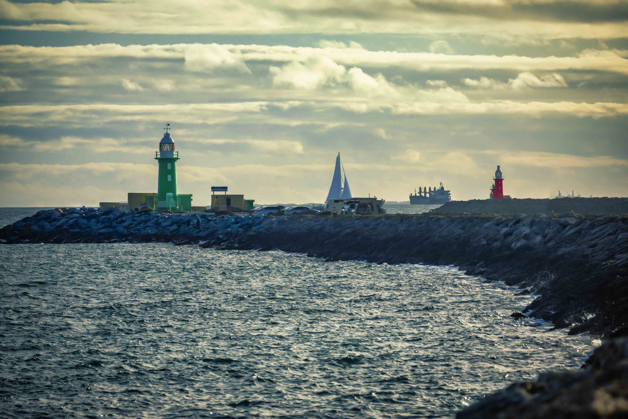 North & South Mole Lighthouses, Fremantle, Western Australia, Australia