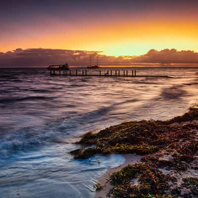 Two boats sunrise Monkey Mia, Western Australia, Australia