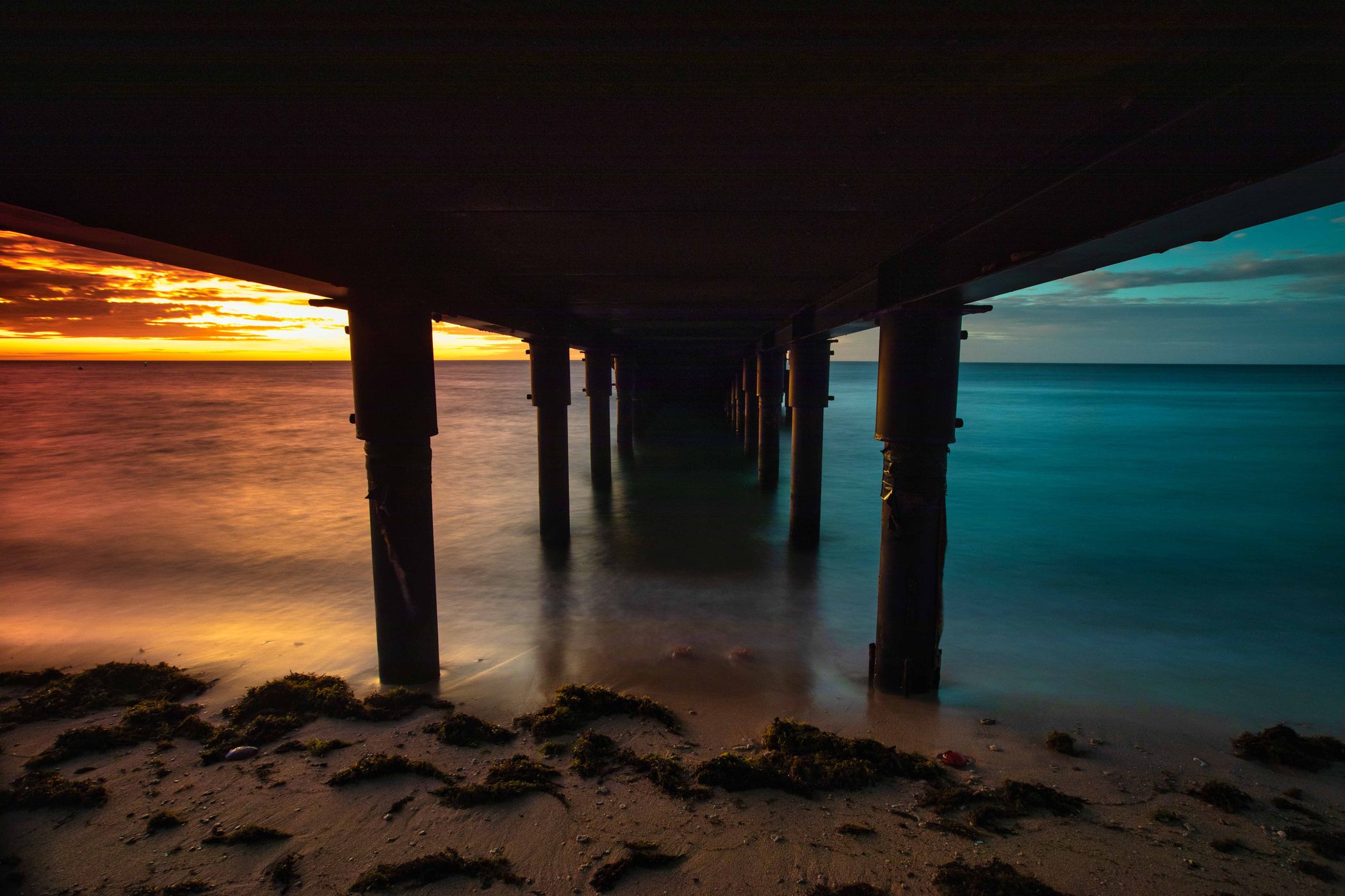 Under the jetty Bundegi Beach, Exmouth, Western Australia, Australia