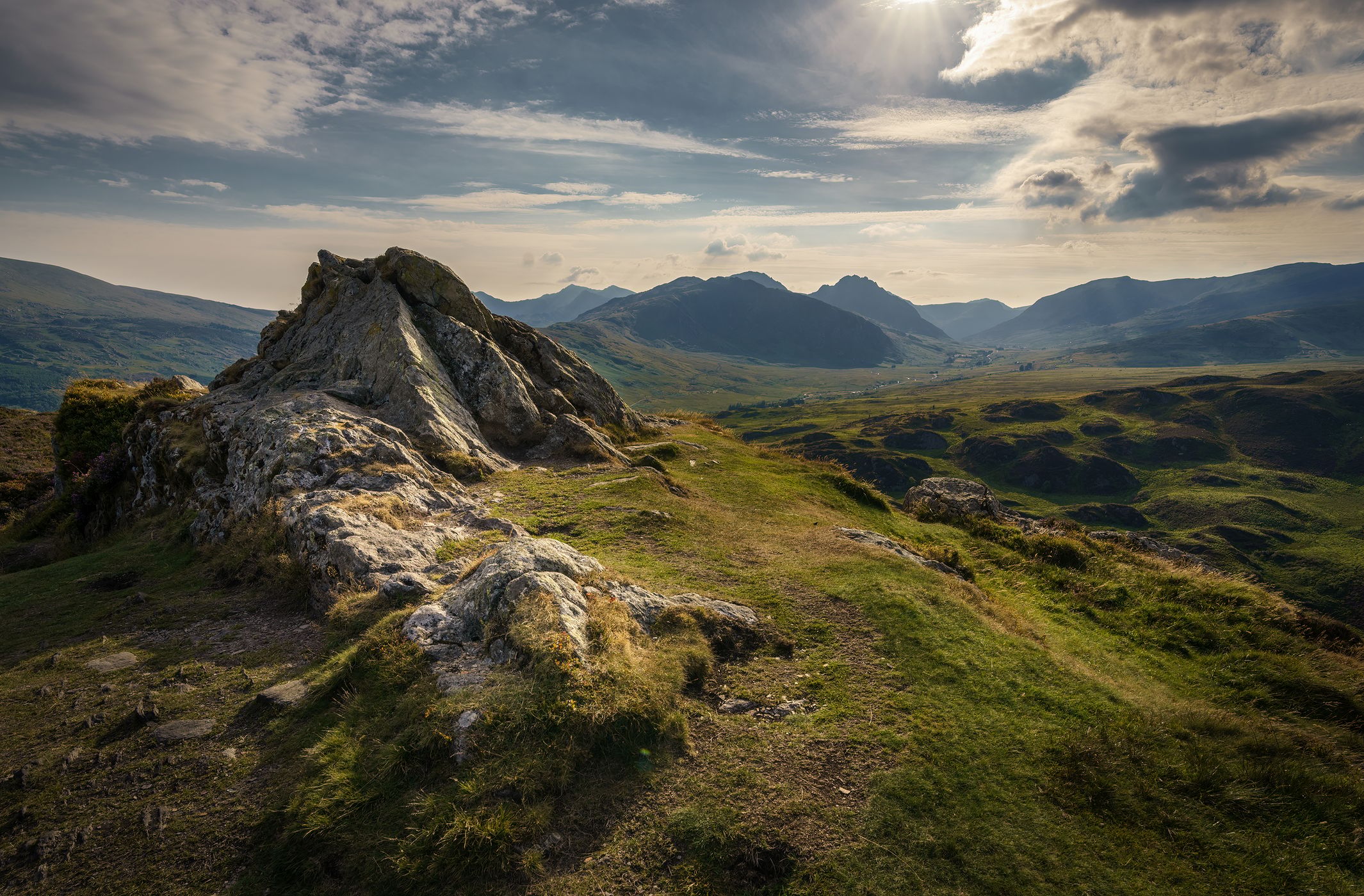 View down the Ogwen Valley from Cripiau, United Kingdom