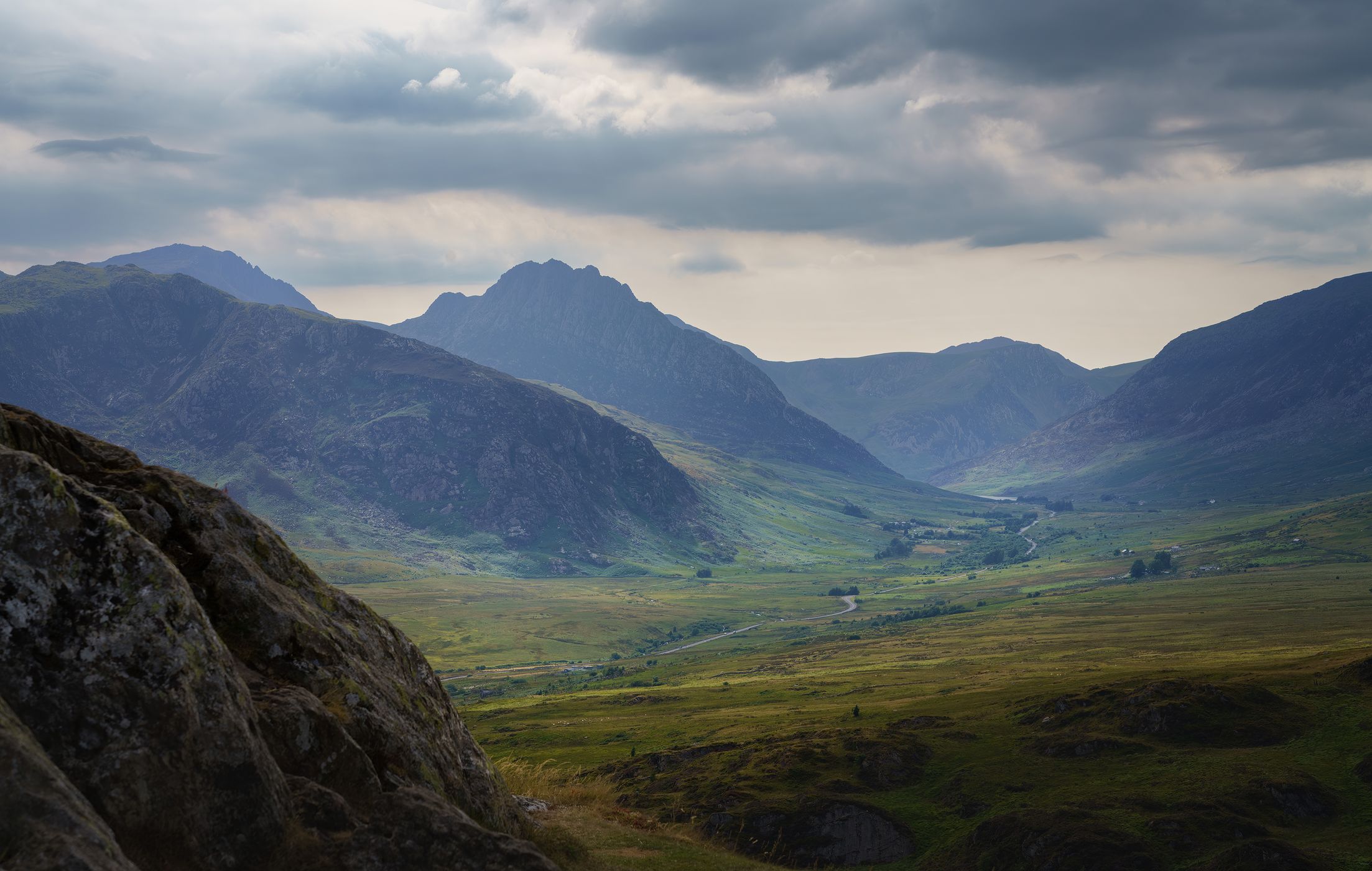 View down the Ogwen Valley from Cripiau, United Kingdom