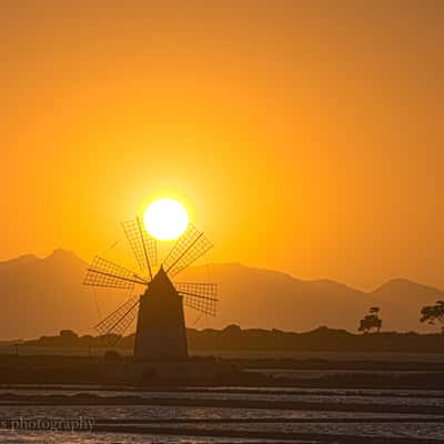 wind mills and wind surfers, Italy