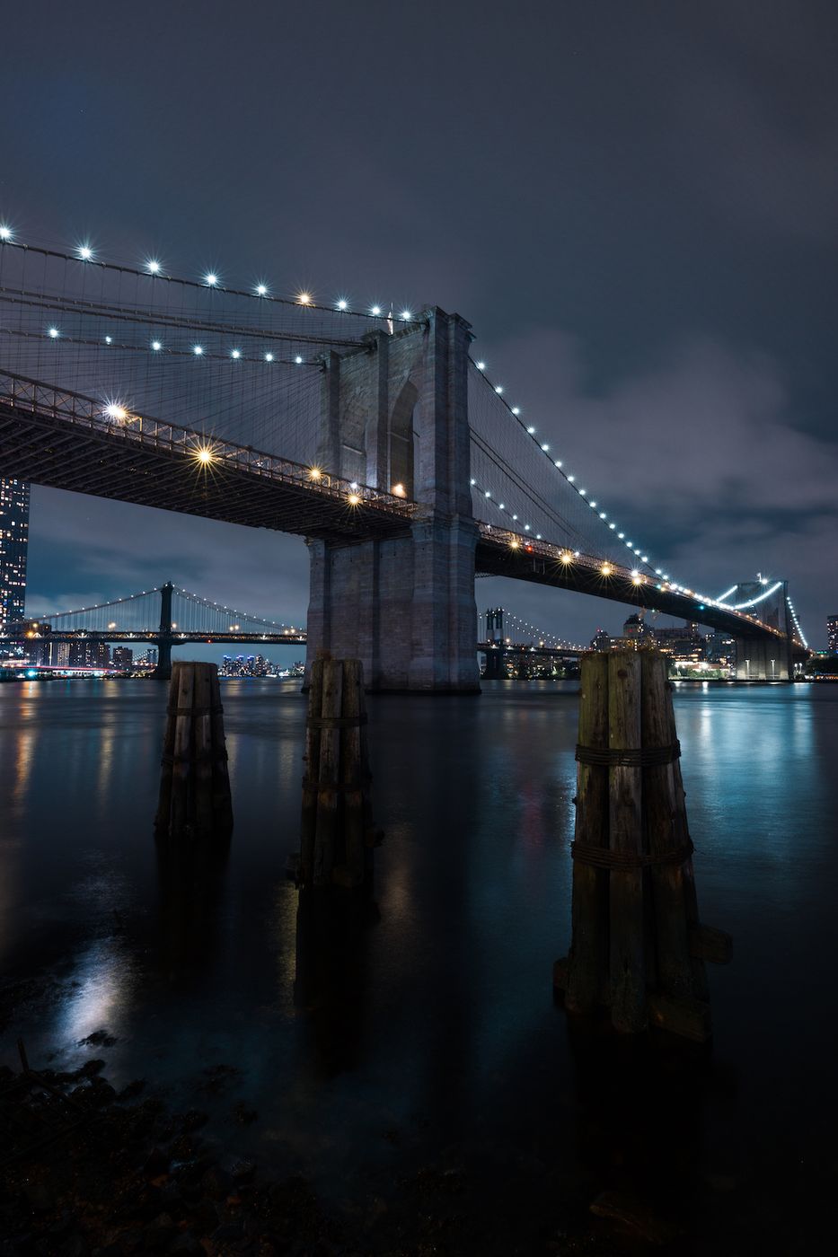 Brooklyn Bridge at night, USA