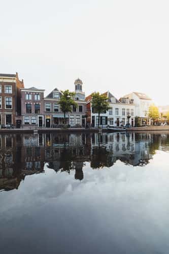 Charming houses at Leiden Channel