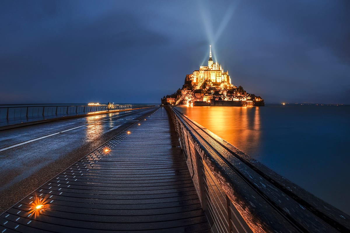 Mont Saint-Michel from Bridge, France