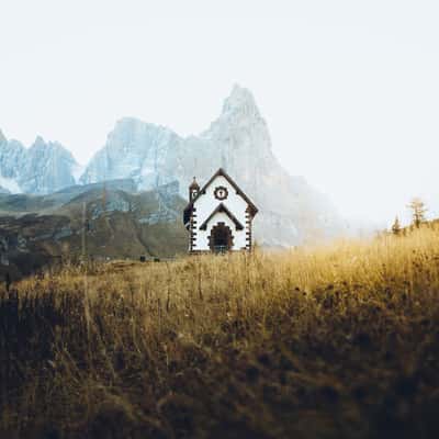 Passo Rolle mountain church, Trentino, Italy