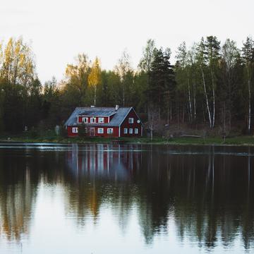 Red house by the lake, Estonia