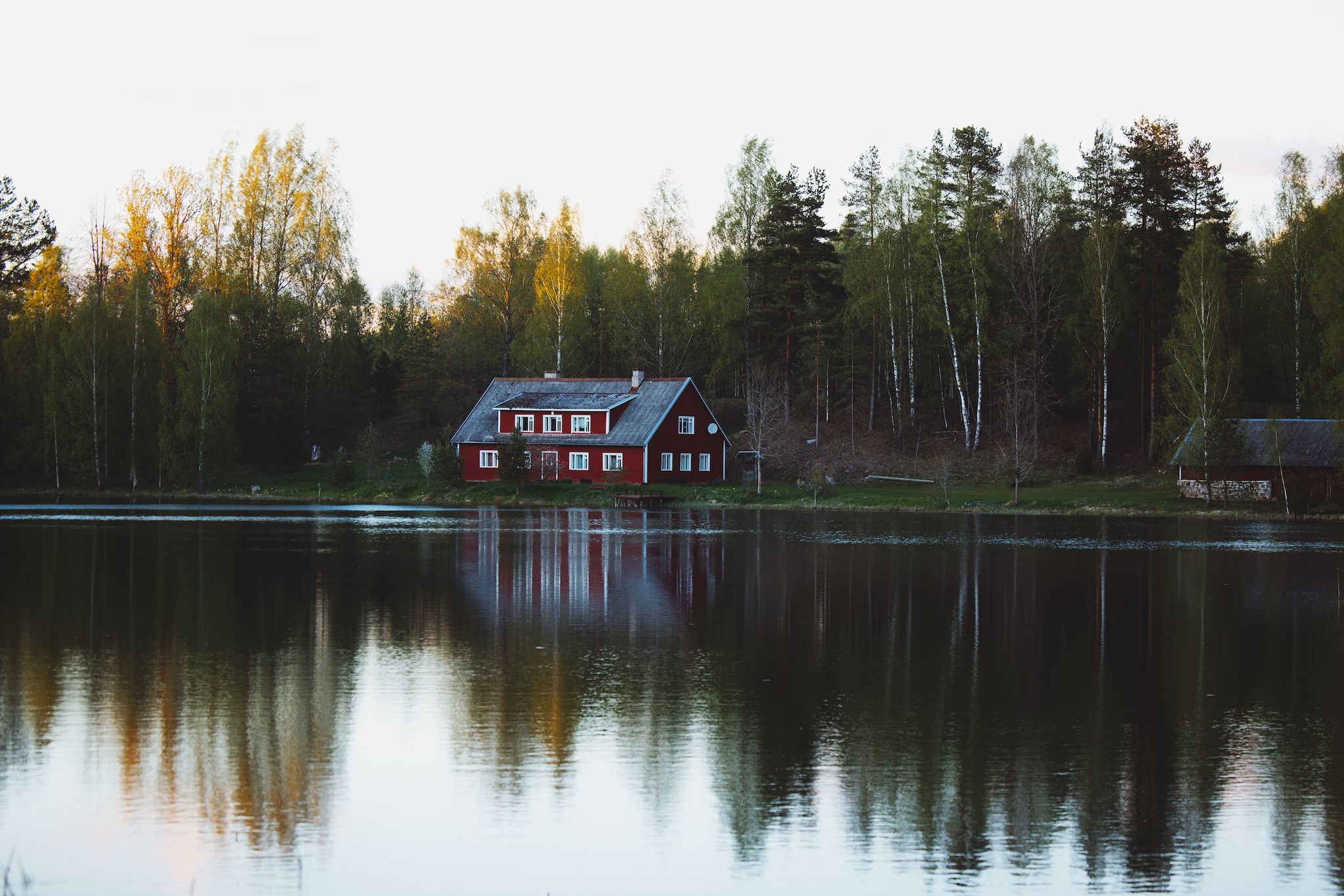 Red house by the lake, Estonia