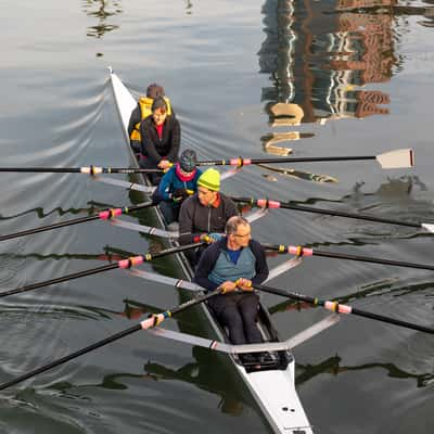 Rowers Entering Whairepo Lagoon, New Zealand